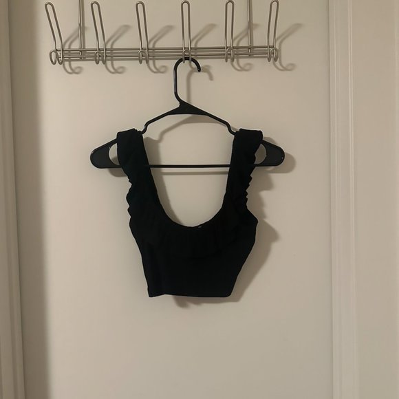 blanc de blanc Black Crop Top/ Tank Top/ Off The Shoulder XS - Picture 1 of 3
